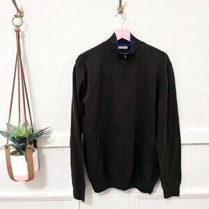 NWT Tiki Napoli Brown 1/4 Zip Wool Cashmere Blend Sweater TK1006 IT 54 Size L